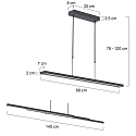 Steinhauer Pendelarmatuur ZELENA / 80-140CM up down, CCT Switch, instelbaar, met aanraakdimmer IP20, zwart mat dimbaar