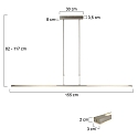 Steinhauer Pendelarmatuur ZELENA / 155CM up down, CCT Switch, instelbaar, met aanraakdimmer IP20, staal geborsteld dimbaar