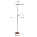 Steinhauer Floor lamp ZODIAC LED, 2 flames, with reading arm adjustable, bronze