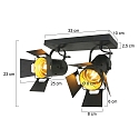 Mexlite Plafondarmatuur CARR� 2-vlams, instelbaar E27 IP20, zwart mat dimbaar