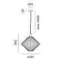 Wever & Ducr� Pendelarmatuur WIRO 1.1 DIAMOND CEILING SUSP E27 IP20, koper 