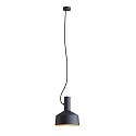 Pendant luminaire ROOMOR 1.0, E27, 250cm, deep black, with shade 2.0, deep black gold