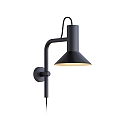 Wever & Ducr� Wall luminaire ROOMOR 3.0 PAR16, 58cm, GU10, with cord switch, deep black, with shade 1.0, deep black gold