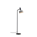 Floor lamp ROOMOR 1.0 PAR16, GU10, deep black, with cord switch, with shade 2.0, felt grey