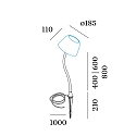 Socket 400 for LED Floor lamp SWAM FLOOR, curved, 40cm, with ground spike
