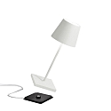 Zafferano battery table lamp POLDINA PRO MINI dimmable IP65, powder coated, white matt dimmable