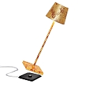 Zafferano battery table lamp POLDINA TAVOLO PRO IP20, red, gold leaf dimmable