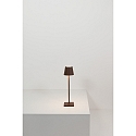Zafferano battery table lamp POLDINA MICRO IP65, corten dimmable