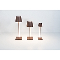 Zafferano battery table lamp POLDINA MICRO IP65, corten dimmable