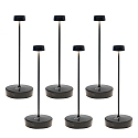 battery table lamp SWAP set of 6 IP65, black dimmable