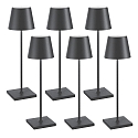 battery table lamp POLDINA PRO set of 6 IP65, dark grey dimmable