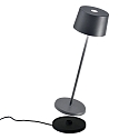 Zafferano battery table lamp OLIVIA TAVOLO PRO IP65, dark grey, lacquered dimmable