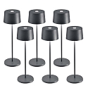 battery table lamp OLIVIA TAVOLO PRO set of 6 IP65, dark grey, lacquered dimmable