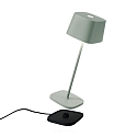 Zafferano battery table lamp OFELIA TAVOLO PRO square, CCT Switch, with touch dimmer IP65, sage green, lacquered dimmable