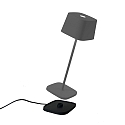 Zafferano battery table lamp OFELIA TAVOLO PRO square, CCT Switch, with touch dimmer IP65, dark grey, lacquered dimmable