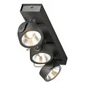 Wand- en plafondarmatuur KALU LED 3 3-vlams, lang, cardanisch draaien IP20, zwart dimbaar
