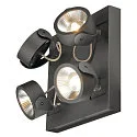 Wand- en plafondarmatuur KALU LED 4  SQUARE 4-vlams, vierkant, cardanisch draaien IP20, zwart dimbaar