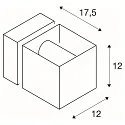 SLV Wandarmatuur voor buitenshuis SQUARE TURN G9 IP44, zilvergrijs