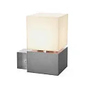 SLV Wandarmatuur voor buitenshuis SQUARE WALL E27 IP44, aluminium geborsteld
