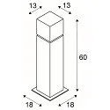 SLV Staande armatuur voor buiten SQUARE POLE 60 medium E27 IP44, rvs dimbaar