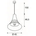 SLV Pendelarmatuur BATO 45 PD groot, rond E27 IP20, zwart dimbaar