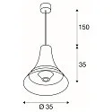 SLV Pendelarmatuur BATO 35 PD klein, rond E27 IP20, zwart dimbaar