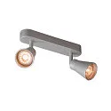 Spotlight bar AVO DOUBLE 2-vlams, roteerbaar, kantelbaar GU10 IP20, zilvergrijs dimbaar