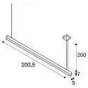 SLV LED Pendant luminaire GLENOS, 200cm, UGR, 103W 3000K, black matt