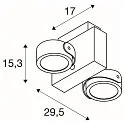 SLV Wand- en plafondarmatuur TEC KALU CL DOUBLE PHASE 2-vlams, cardanisch draaien IP20, zwart, wit dimbaar