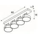 Wand- en plafondarmatuur KALU CW QUAD QPAR111 4-vlams, cardanisch draaien, met Lamphouder GU10 IP20, zwart