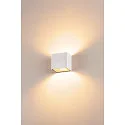 SLV LED Outdoor Wall luminaire SITRA CUBE WL, UP/DOWN, IP44 IK05, 10W 3000K 2x560lm 105°, white