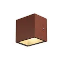 SLV LED Outdoor Wall luminaire SITRA CUBE WL, UP/DOWN, IP44 IK05, 10W 3000K, 2x 560lm 90°, rust-colored