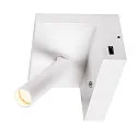 SLV Premium LED Wall luminaire KARPO BEDSIDE, 6.6W 3000K 390lm 36°, dimmable, with 2 USB ports, white