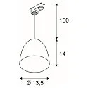3-fase pendelarmatuur PARA CONE 14 down, rond, incl. 3-fase adapter GU10 IP20, zwart 