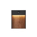 SLV Wandarmatuur voor buitenshuis FLATT SENSOR hoekig, met sensor, CCT Switch IP54, antraciet, bruin, hout 
