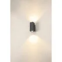 SLV Premium-LED Outdoor Wall luminaire ENOLA SQUARE UP/DOWN CCT, IP65 IK02, S-size, 7W 3000 / 4000K 570 / 640lm 30°, CRi>90