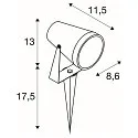 SLV Armatuur met grondpen SAMRINA SP SINGLE single GU10 IP65, zwart dimbaar