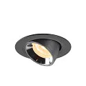SLV LED Ceiling recessed luminaire NUMINOS® GIMBLE XS, 3000K, 20°, black/chrome