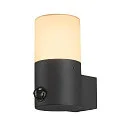 SLV Wandarmatuur voor buitenshuis GRAFIT rond, met sensor E27 IP44, antraciet dimbaar