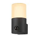 SLV Wandarmatuur voor buitenshuis GRAFIT rond, met sensor E27 IP44, antraciet dimbaar