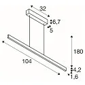 Pendelarmatuur ONE LINEAR 100 PHASE UP/DOWN IP20, zwart dimbaar