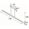Pendelarmatuur ONE LINEAR 140 PHASE UP/DOWN IP20, zwart dimbaar