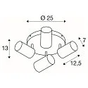 wall and ceiling luminaire ASTO TUBE CW QUADRUPLE 4 flames, round, cardanic swivelling GU10 IP20, black dimmable
