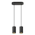 SLV Pendelarmatuur ASTO TUBE 2-vlams, stijf, lang GU10 IP20, zwart dimbaar