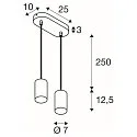 SLV Pendelarmatuur ASTO TUBE 2-vlams, stijf, lang GU10 IP20, zwart dimbaar
