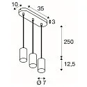 SLV pendant luminaire ASTO TUBE 3 flames, rigid, long GU10 IP20, white dimmable