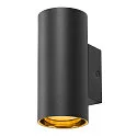 SLV Wandarmatuur ASTO TUBE down, 1-vlams, cilindrisch, stijf GU10 IP20, zwart dimbaar