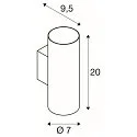 SLV Wandarmatuur ASTO TUBE up down, 2-vlams, cilindrisch, stijf GU10 IP20, wit dimbaar