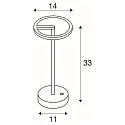 SLV Tafellamp op batterijen VINOLINA ONE met Touch-Dimmer, Ring-Vorm, met Oplaadstation IP54, wit dimbaar
