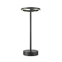 Tafellamp op batterijen VINOLINA ONE met Touch-Dimmer, Ring-Vorm, met Oplaadstation IP54, zwart dimbaar